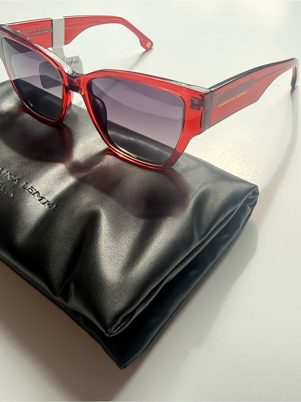 NEW Carolina Lemke Red Transparent Clarity Sunglasses